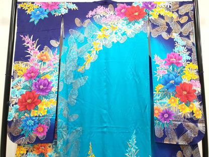平和屋本店●お引きずり・お引き摺り・引き振袖　和装　結婚式　舞妓　芸妓　芸者　衣装　花蝶文　暈し染め　金彩　逸品　DABH4900du