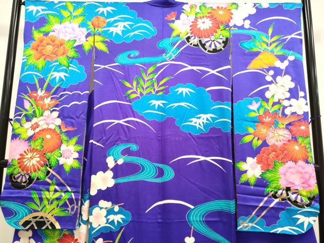 平和屋本店●お引きずり・お引き摺り・引き振袖　和装　結婚式　舞妓　芸妓　芸者　衣装　駒刺繍　流水花車文　金彩　逸品　DABH4901du