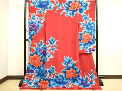 平和屋本店●お引きずり・お引き摺り・引き振袖　和装　結婚式　舞妓　芸妓　芸者　衣装　駒刺繍　草花文　鬼しぼ縮緬　逸品　DABH4907du