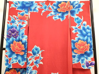 平和屋本店●お引きずり・お引き摺り・引き振袖　和装　結婚式　舞妓　芸妓　芸者　衣装　駒刺繍　草花文　鬼しぼ縮緬　逸品　DABH4907du