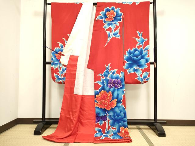 平和屋本店●お引きずり・お引き摺り・引き振袖　和装　結婚式　舞妓　芸妓　芸者　衣装　駒刺繍　草花文　鬼しぼ縮緬　逸品　DABH4907du