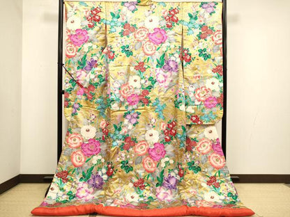 平和屋本店●色打掛　お引きずり　和装　婚礼　結婚式　花嫁　神社挙式　花蝶文　金彩　逸品　DABH4909du