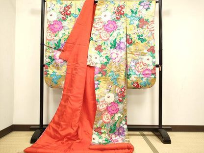 平和屋本店●色打掛　お引きずり　和装　婚礼　結婚式　花嫁　神社挙式　花蝶文　金彩　逸品　DABH4909du