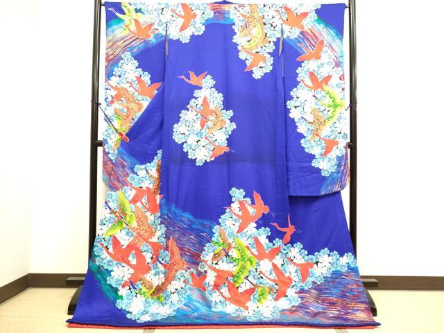 平和屋本店●お引きずり・お引き摺り・引き振袖　和装　結婚式　舞妓　芸妓　芸者　衣装　駒刺繍　飛鶴花文　金彩　逸品　DABH4911du