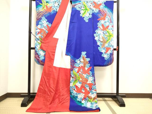 平和屋本店●お引きずり・お引き摺り・引き振袖　和装　結婚式　舞妓　芸妓　芸者　衣装　駒刺繍　飛鶴花文　金彩　逸品　DABH4911du