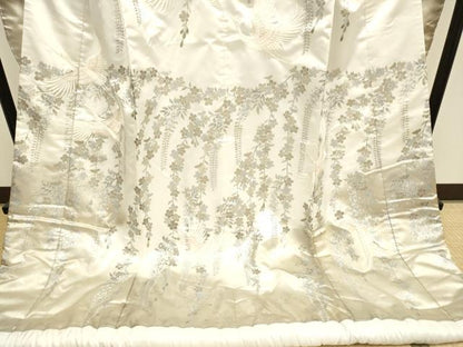 平和屋本店●色打掛　お引きずり　和装　婚礼　結婚式　花嫁　神社挙式　刺繍　枝垂れ桜飛鶴文　銀彩　DABH4913du