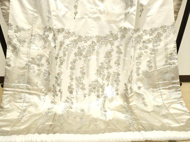 平和屋本店●色打掛　お引きずり　和装　婚礼　結婚式　花嫁　神社挙式　刺繍　枝垂れ桜飛鶴文　銀彩　DABH4913du