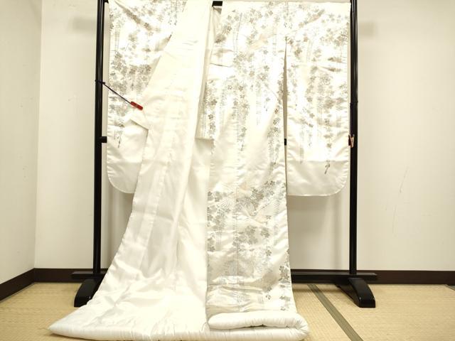 平和屋本店●色打掛　お引きずり　和装　婚礼　結婚式　花嫁　神社挙式　刺繍　枝垂れ桜飛鶴文　銀彩　DABH4913du