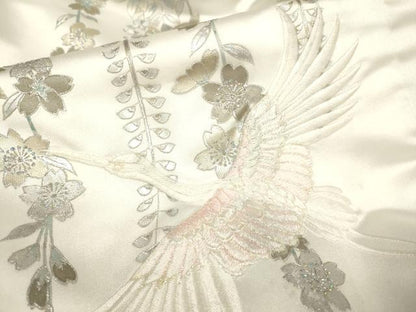 平和屋本店●色打掛　お引きずり　和装　婚礼　結婚式　花嫁　神社挙式　刺繍　枝垂れ桜飛鶴文　銀彩　DABH4913du