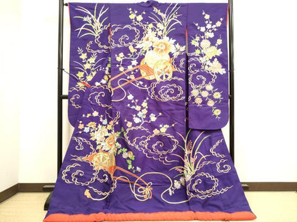 平和屋本店●色打掛　お引きずり　和装　婚礼　結婚式　花嫁　神社挙式　総刺繍　花車文　金銀糸　逸品　DABH4914du