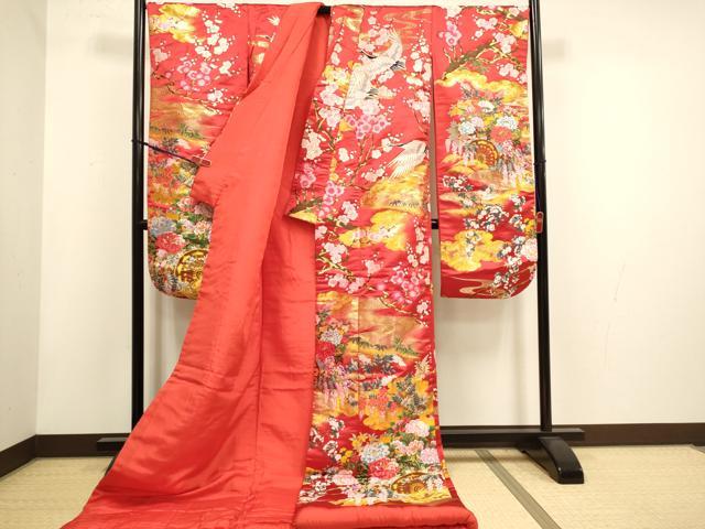 平和屋本店●色打掛　お引きずり　和装　婚礼　結婚式　花嫁　神社挙式　唐織　飛鶴花車文　金銀糸　逸品　DABH4915du