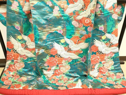 平和屋本店●色打掛　お引きずり　和装　婚礼　結婚式　花嫁　神社挙式　唐織　飛鶴花文　金糸　逸品　DABH4916du