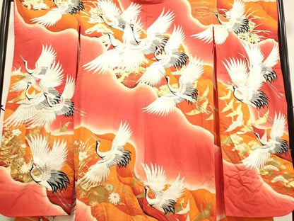 平和屋本店●色打掛　お引きずり　和装　婚礼　結婚式　花嫁　神社挙式　刺繍　飛鶴花松文　暈し染め　金彩　逸品　DABH4917du