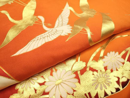 平和屋本店●色打掛　お引きずり　和装　婚礼　結婚式　花嫁　神社挙式　刺繍　飛鶴花松文　暈し染め　金彩　逸品　DABH4917du