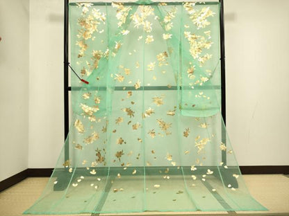 平和屋本店●お引きずり・お引き摺り・引き振袖　和装　結婚式　舞妓　芸妓　芸者　衣装　オーガンジー　舞桜文　金彩　DABH4920du