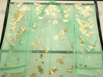 平和屋本店●お引きずり・お引き摺り・引き振袖　和装　結婚式　舞妓　芸妓　芸者　衣装　オーガンジー　舞桜文　金彩　DABH4920du