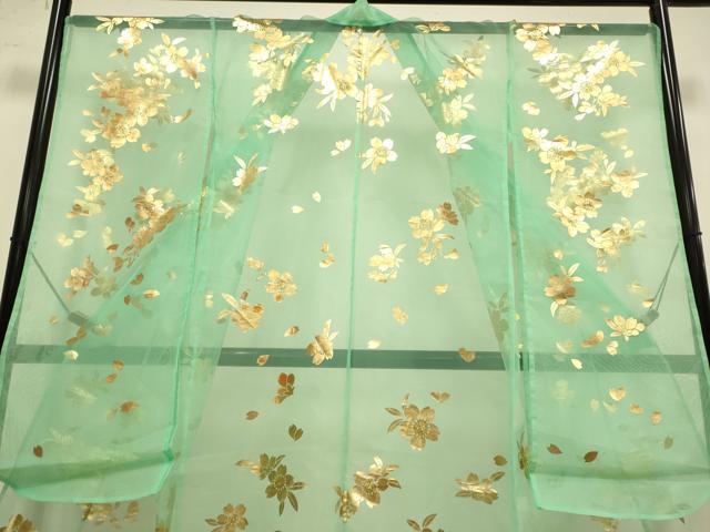 平和屋本店●お引きずり・お引き摺り・引き振袖　和装　結婚式　舞妓　芸妓　芸者　衣装　オーガンジー　舞桜文　金彩　DABH4920du