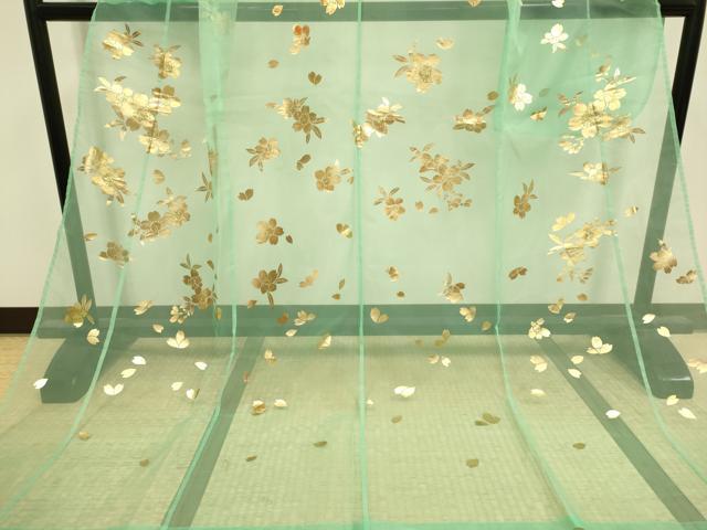 平和屋本店●お引きずり・お引き摺り・引き振袖　和装　結婚式　舞妓　芸妓　芸者　衣装　オーガンジー　舞桜文　金彩　DABH4920du