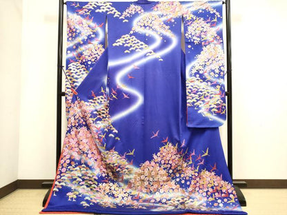 平和屋本店●お引きずり・お引き摺り・引き振袖 和装 結婚式 舞妓 芸妓 芸者 衣装 飛鶴舞桜松文 暈し染め 金銀彩 逸品 DABH4922du