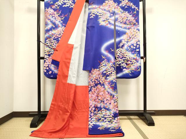 平和屋本店●お引きずり・お引き摺り・引き振袖 和装 結婚式 舞妓 芸妓 芸者 衣装 飛鶴舞桜松文 暈し染め 金銀彩 逸品 DABH4922du