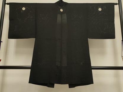 平和屋着物▽男性　黒紋付　羽織　スリーシーズン　春夏秋　塵除け　正絹　逸品　DABH4929du