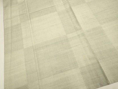 平和屋着物▽紬屋吉平　結城紬　単衣　100亀甲　市松文様　たとう紙付き　正絹　逸品　DABH4934du