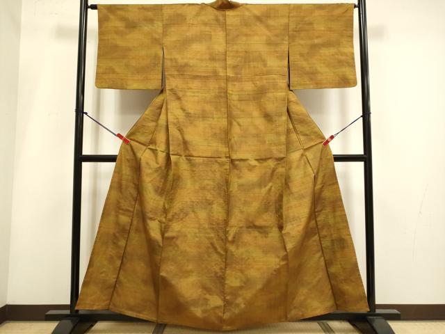 平和屋着物▽上質な紬　単衣　霞文　正絹　逸品　DABH4937du