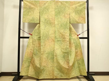 平和屋着物▽上質な紬　単衣　舞花文　正絹　逸品　DABH4938du