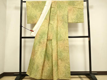 平和屋着物▽上質な紬　単衣　舞花文　正絹　逸品　DABH4938du