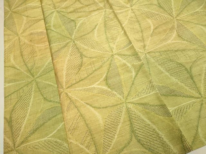 平和屋着物▽上質な紬　単衣　舞花文　正絹　逸品　DABH4938du