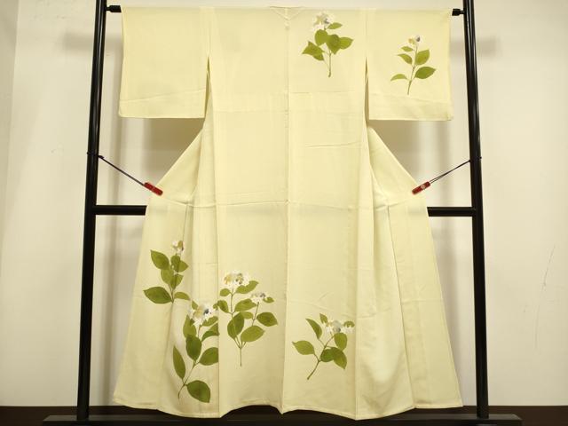 平和屋着物▽訪問着　単衣　草花文　金彩　正絹　逸品　DABH4939du