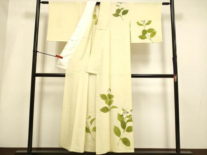平和屋着物▽訪問着　単衣　草花文　金彩　正絹　逸品　DABH4939du