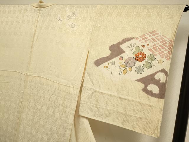平和屋着物▽訪問着　単衣　霞取花文　正絹　逸品　DABH4943du