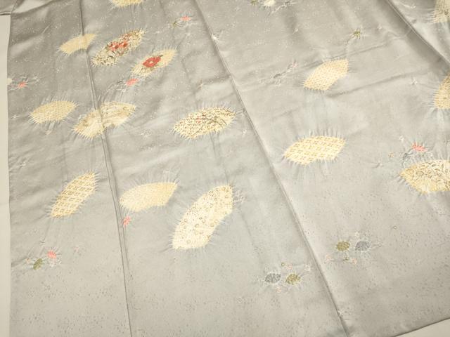 平和屋着物▽訪問着　単衣　刺繍　絞り　地紙花文　金彩　正絹　逸品　DABH4951du