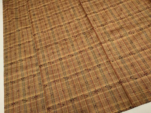 平和屋着物▽上質な紬　単衣　琉球絣文様　正絹　逸品　DABH4952du