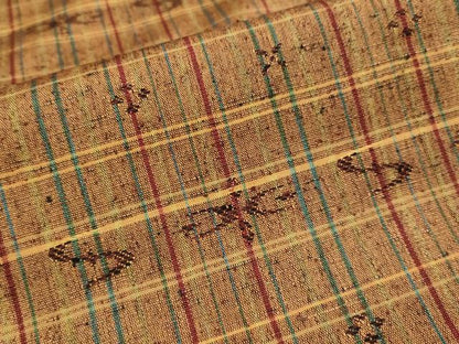 平和屋着物▽上質な紬　単衣　琉球絣文様　正絹　逸品　DABH4952du