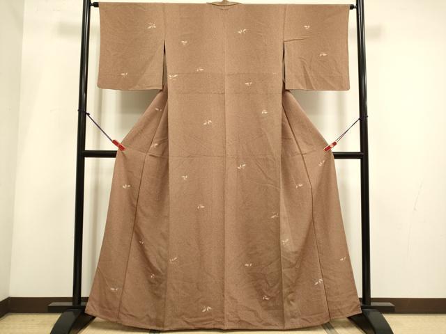 平和屋着物▽上質な小紋　単衣　南天文　金銀彩　正絹　逸品　DABH4954du