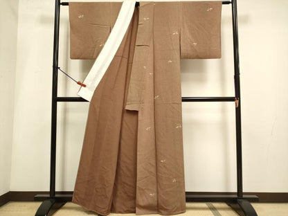 平和屋着物▽上質な小紋　単衣　南天文　金銀彩　正絹　逸品　DABH4954du