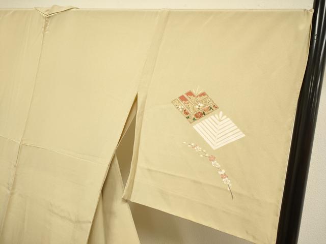 平和屋着物▽訪問着　単衣　駒刺繍　松葉花文　金彩　そごう扱い　正絹　逸品　DABH4956du