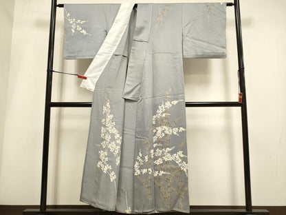 平和屋着物▽訪問着　単衣　萩文　金彩　正絹　逸品　DABH4957du