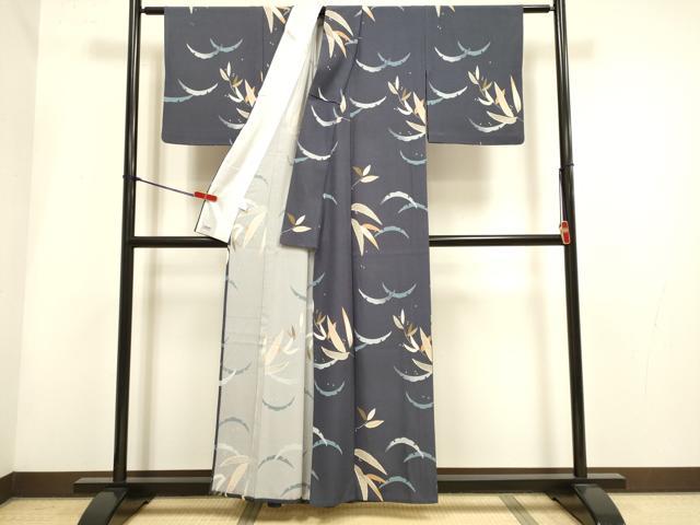 平和屋着物▽小紋　単衣　雪芝文　さんび謹製　高島屋扱い　洗える着物　DABH4958du