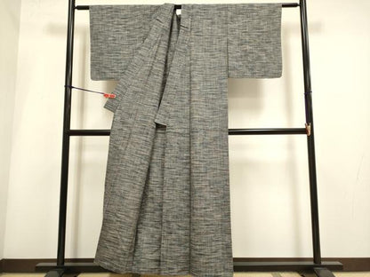 平和屋着物▽上質な紬　単衣　霞文　正絹　逸品　DABH4959du