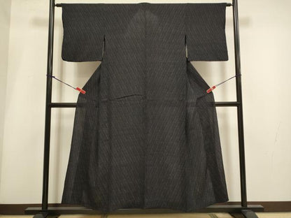 平和屋着物▽上質なお召　単衣　亀甲文　正絹　逸品　DABH4961du