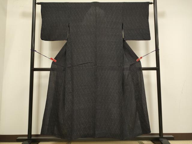 平和屋着物▽上質なお召　単衣　亀甲文　正絹　逸品　DABH4961du