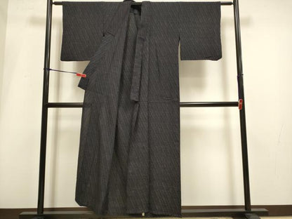 平和屋着物▽上質なお召　単衣　亀甲文　正絹　逸品　DABH4961du