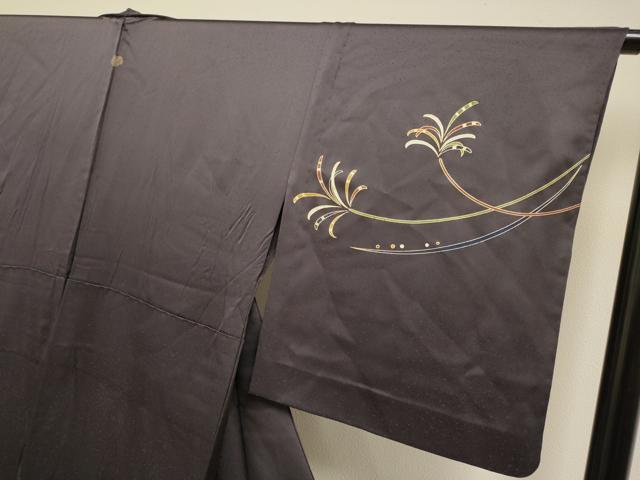 平和屋着物▽訪問着　単衣　草葉文　暈し染め　金彩　正絹　逸品　DABH4963du