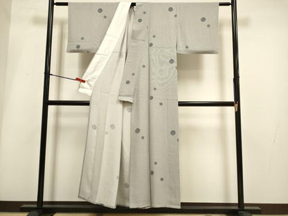 平和屋着物▽上質な小紋　単衣　雪輪文　正絹　逸品　DABH4966du