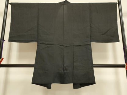 平和屋着物▽男性　羽織　スリーシーズン　春夏秋　塵除け　黒地　正絹　逸品　DABH4970du