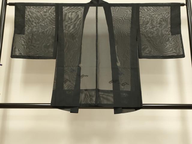 平和屋着物▽羽織　スリーシーズン　春夏秋　塵除け　菱文　黒地　DABH4971du