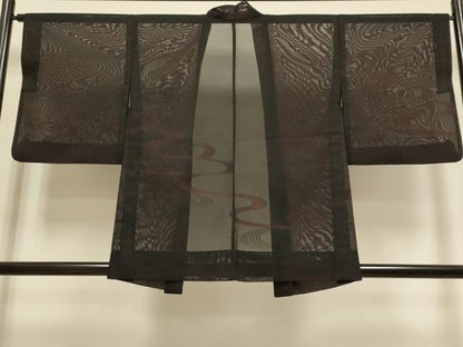 平和屋着物▽羽織　スリーシーズン　春夏秋　塵除け　流水文　黒地　正絹　逸品　DABH4973du